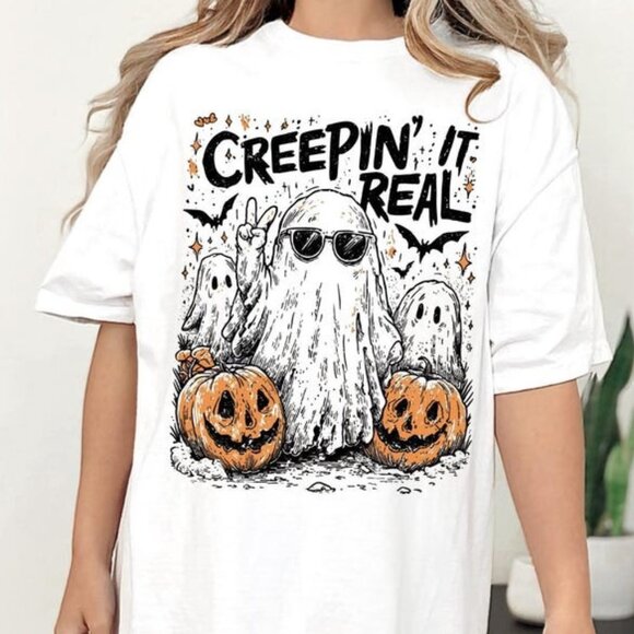 Creepin' It Real Halloween T-Shirt, Trendy Halloween Tee - Picture 1 of 3